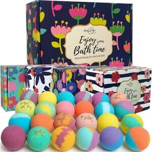 Bath Bombs for Women Gift Set - 24 Natural and Organic Bath Bombs with Essential